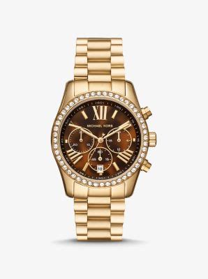 michael kors petite lexington pave gold tone watch|michael kors pave watch.